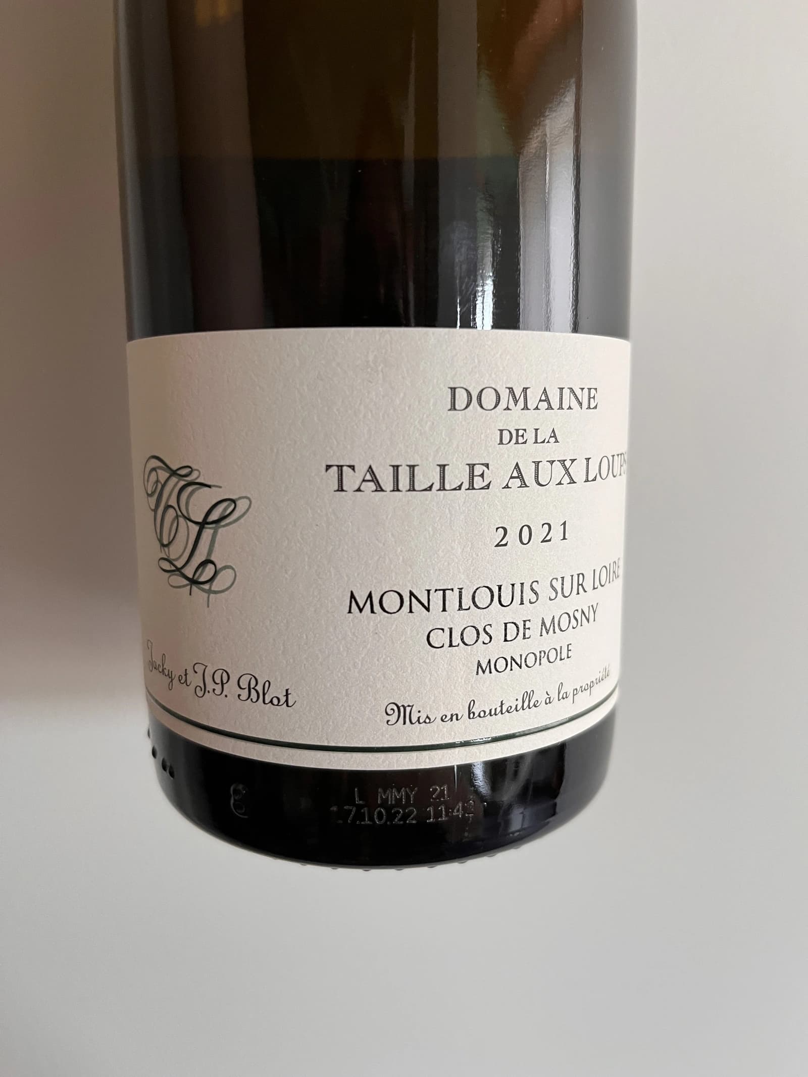 Domaine de la Taille Aux Loups Montlouis Sur Loire Clos de Mosny Monopole 2021